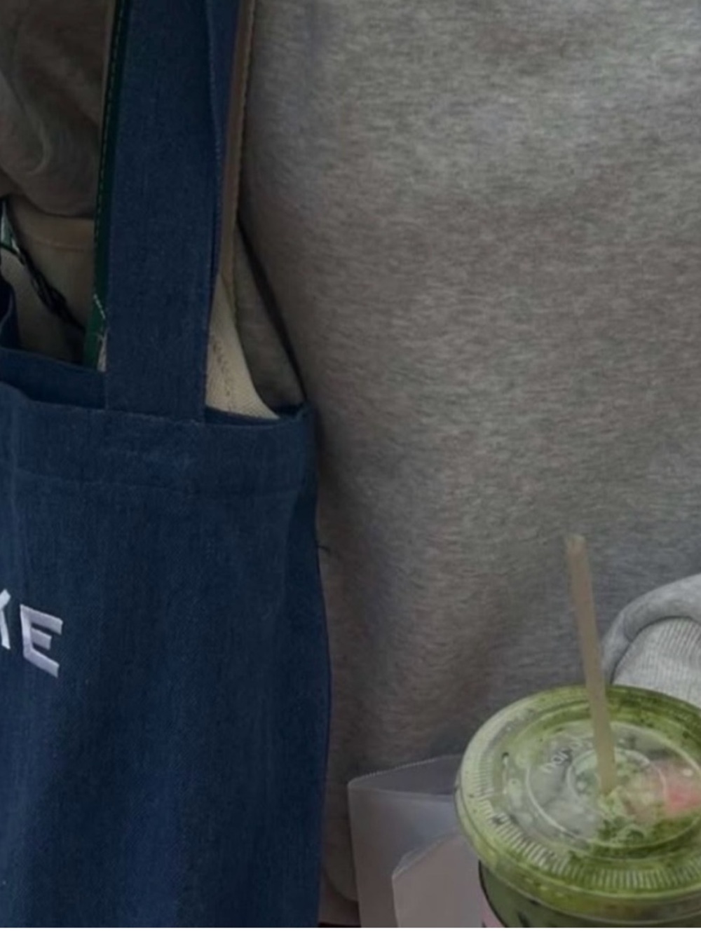 PARKE Deep Blue Canvas Tote Bag with White Embroidered Logo - Picture 3 of 3